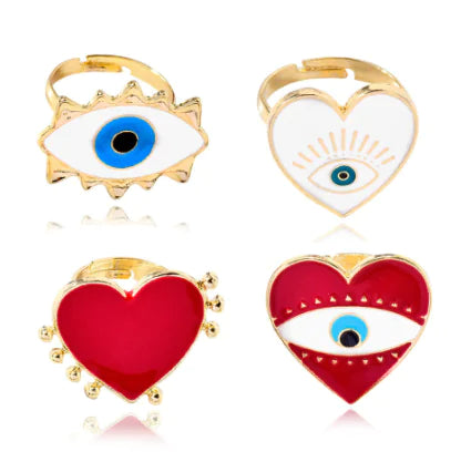 Bohemian Evil Eye & Heart Statement Rings.